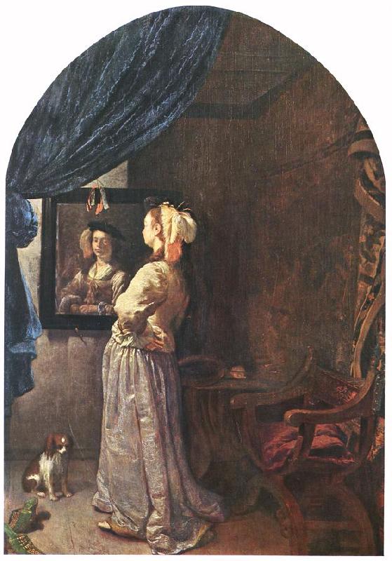 MIERIS, Frans van, the Elder Woman before the Mirror Germany oil painting art